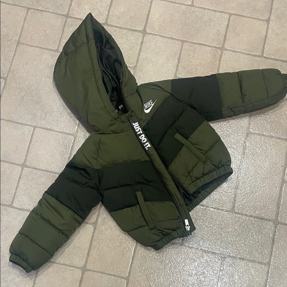 Nike Olive and Black Hooded Jacket 24 months
